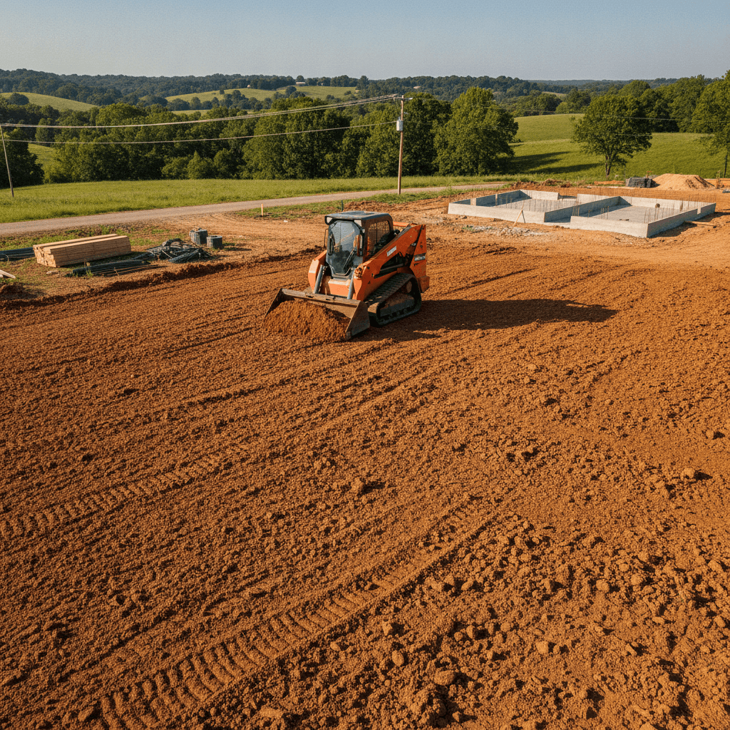 Excavation grading contractor Owensboro KY skid steer building pad