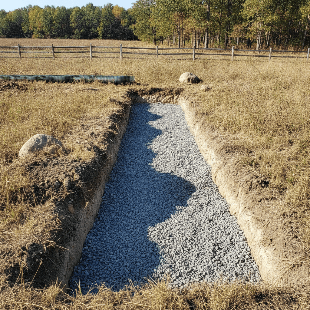 Septic system drain field trench Owensboro KY gravel installation