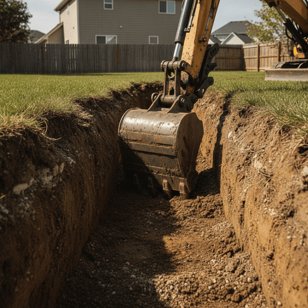 Water line installation Owensboro KY utility trench pipe
